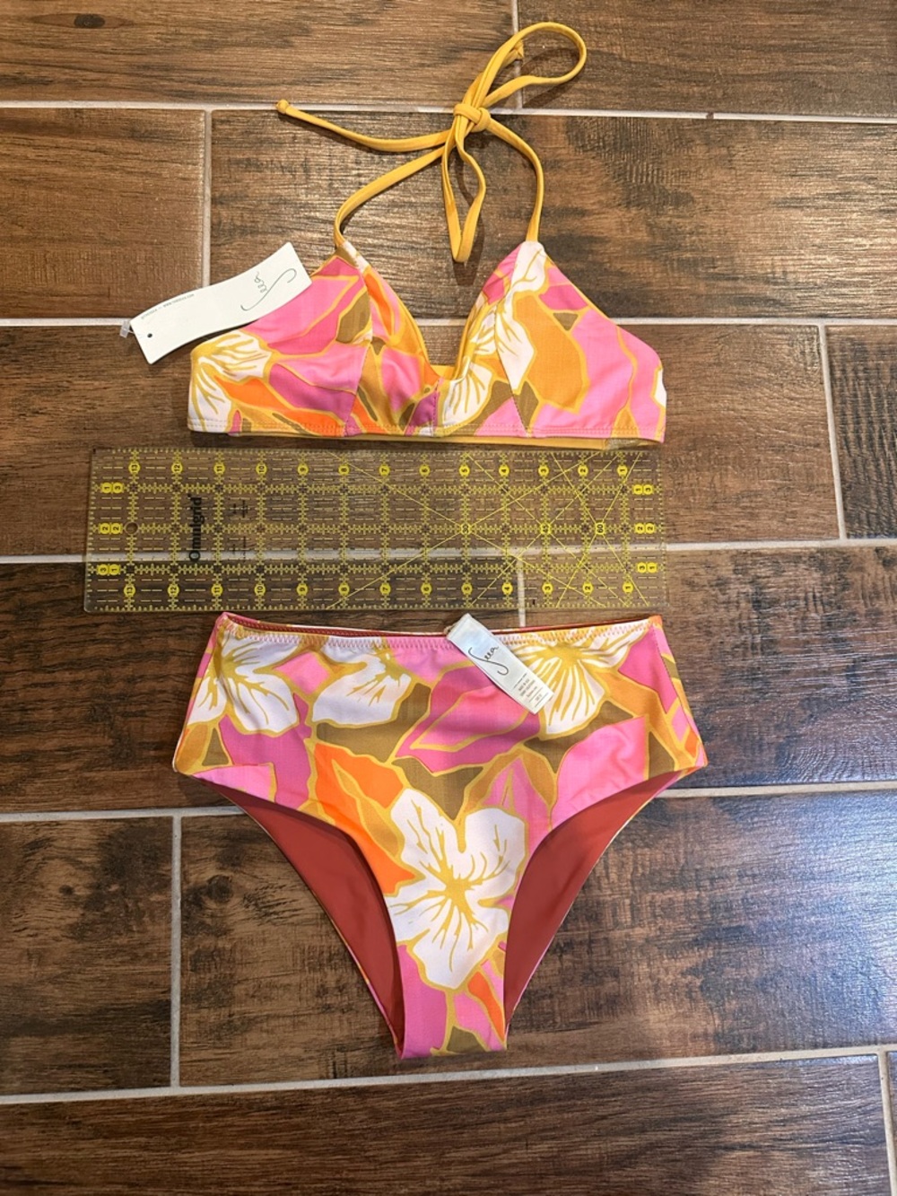 Seea Pink Yellow Floral bikini